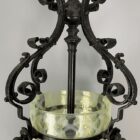 Large Wrought Iron and Vaseline Glass Lantern (41060)