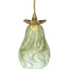 Art Nouveau Vaseline Glass Pendant Light (23125)