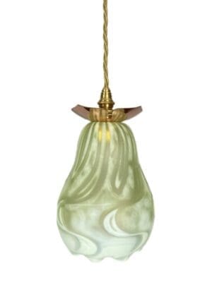 Art Nouveau Vaseline Glass Pendant Light (23125)
