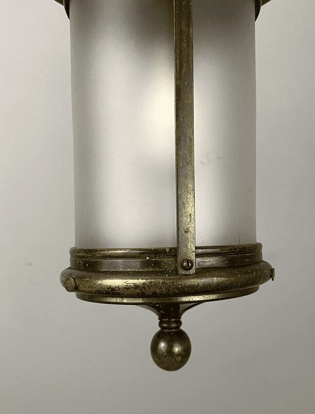 Arts and Crafts Brass Lantern with Frosted Glass (22397)