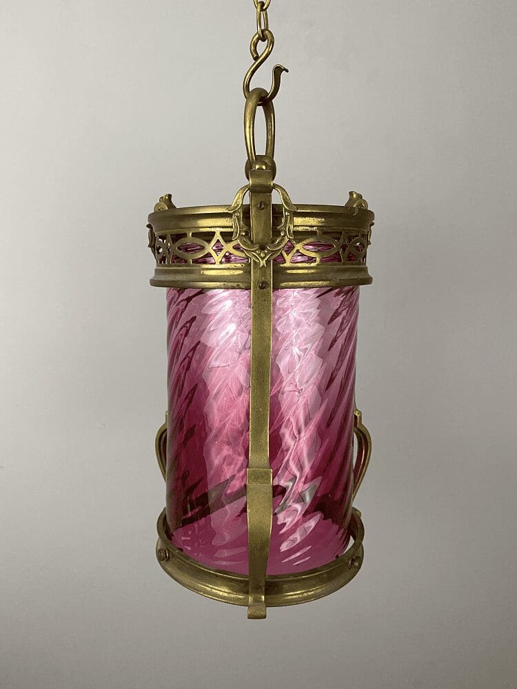Art Nouveau Lantern with Cranberry Glass (22415)