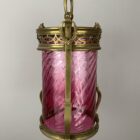 Art Nouveau Lantern with Cranberry Glass (22415)