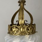 Art Nouveau Lantern with Striped Vaseline Glass Shade (22390)