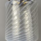 Art Nouveau Lantern with Striped Vaseline Glass Shade (22390)