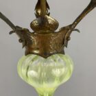 Original Arts and Crafts Crown Gallery with Vaseline Glass Shade (22446)