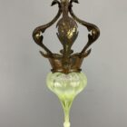 Original Arts and Crafts Crown Gallery with Vaseline Glass Shade (22446)