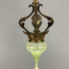 Original Arts and Crafts Crown Gallery with Vaseline Glass Shade (22446)