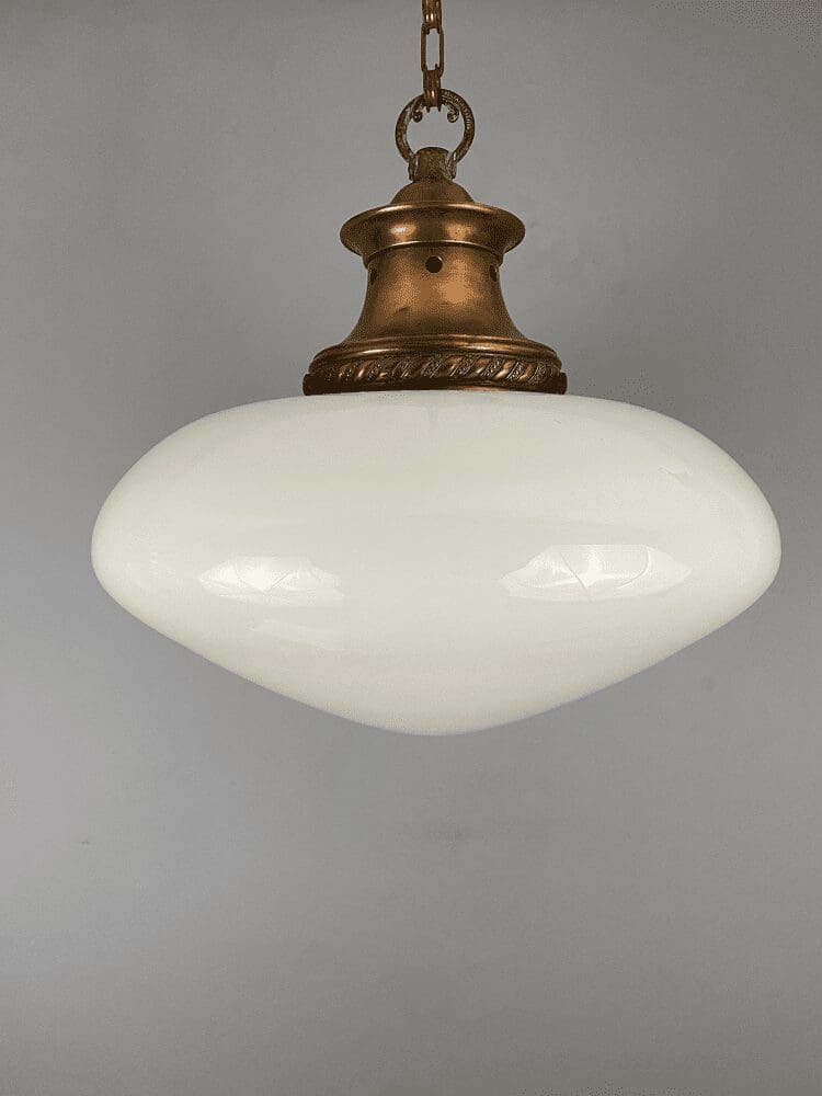 'Philip' Art Deco Ovaloid Shaped White Glass Pendant Light (22456)