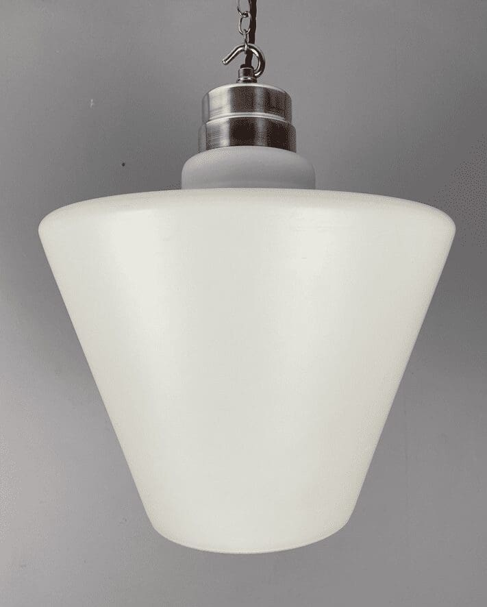 Mid Century Tapered White Glass Pendant Light (15019)