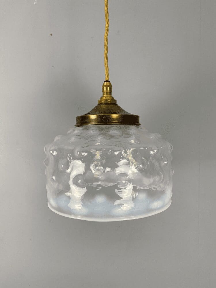 Hobnail Vaseline Glass Pendant Light (22552)