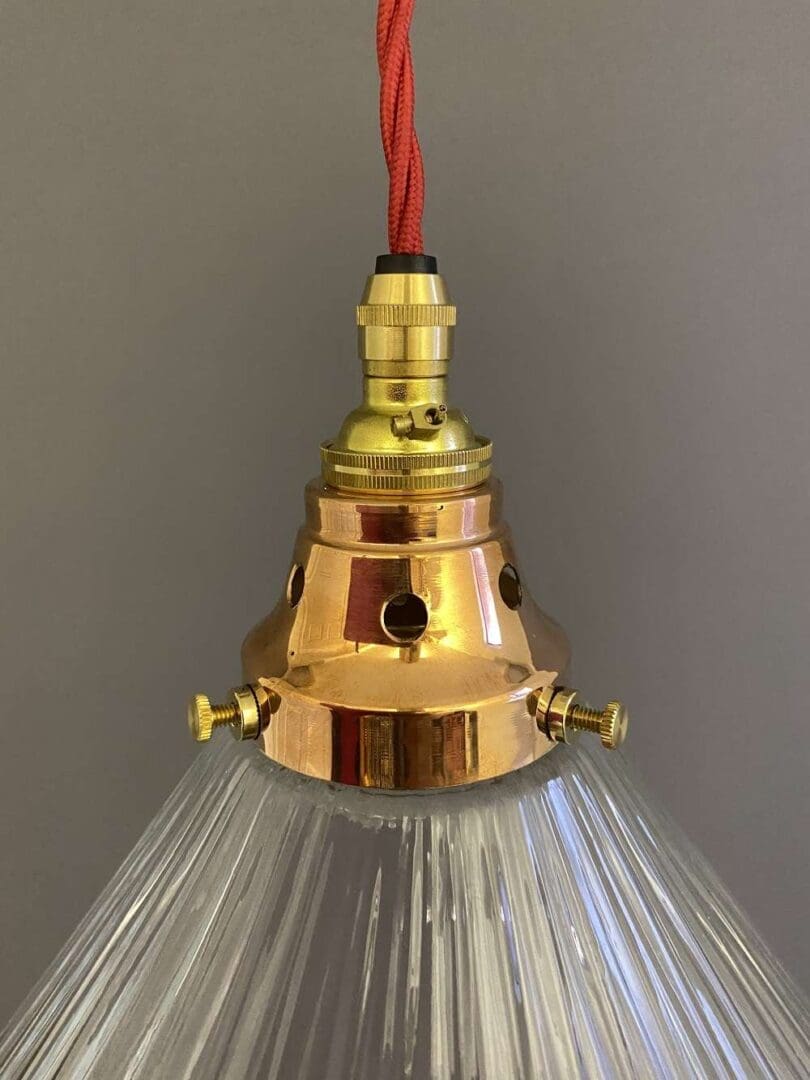 Small Prismatic Glass Pendant Light with Copper Gallery Fitting (20310)