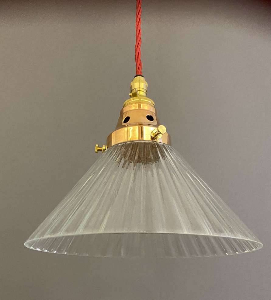 Small Prismatic Glass Pendant Light with Copper Gallery Fitting (20310)
