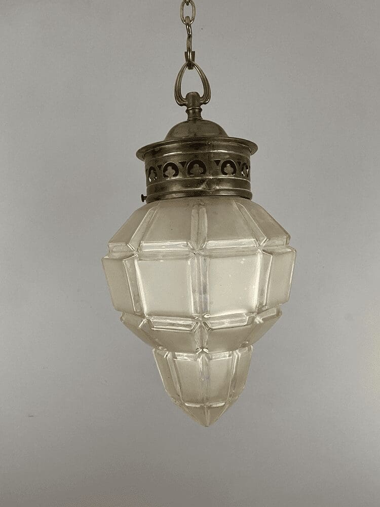 Art Deco Pendant Light with Frosted Glass Squares (32128)
