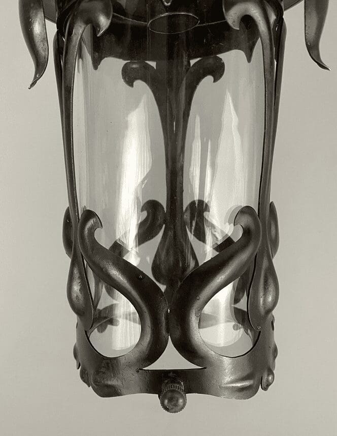 Small Art Nouveau Aged Brass Lantern (21205)