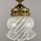 Delicate White Striped Art Nouveau Pendant Light (32131)