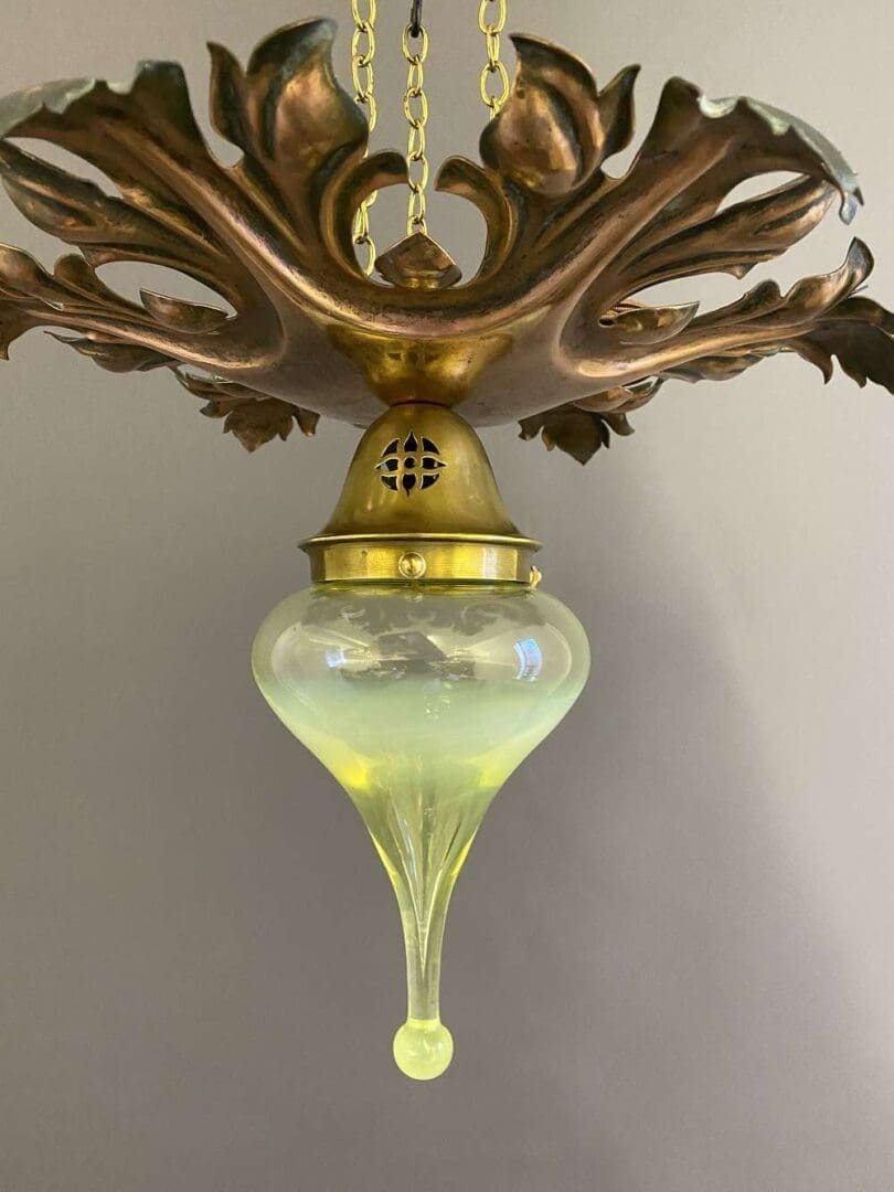 Art Nouveau GEC Light with Copper Foliate Design (21535)