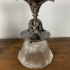 Art Nouveau Ceiling Light with Prismatic Glass Shade (41059)