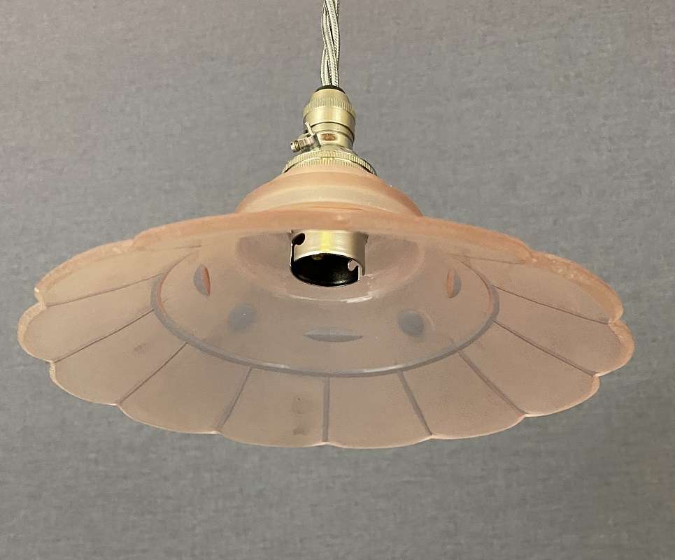 Vintage Pink Frosted Coolie Pendant Light (71001)