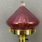 Art Nouveau Style Brass Table Lamp with Cranberry Glass Shade (91024)