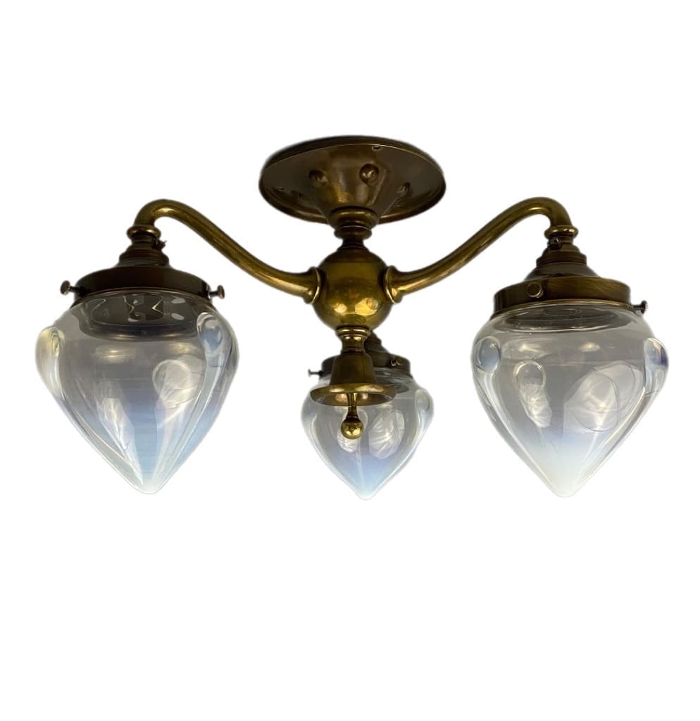 Art Nouveau Flush Fitting Three Arm Chandelier (22311)