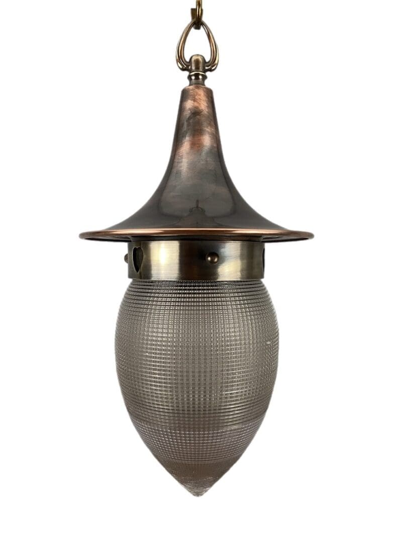 WITCH'S HAT - Copper Pendant Light with Holophane Acorn (22393)