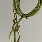 Art Nouveau Striped Vaseline Glass Pendant Light (22559)