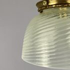 Art Nouveau Striped Vaseline Glass Pendant Light (22559)
