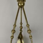 Art Nouveau Brass Chandelier with Vaseline Glass Shades (22420)