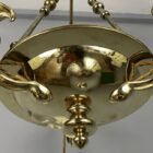 Art Nouveau Brass Chandelier with Vaseline Glass Shades (22420)
