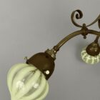 Art Nouveau Brass Chandelier with Vaseline Glass Ball Shades (22230)