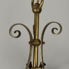 Art Nouveau Brass Chandelier with Vaseline Glass Ball Shades (22230)