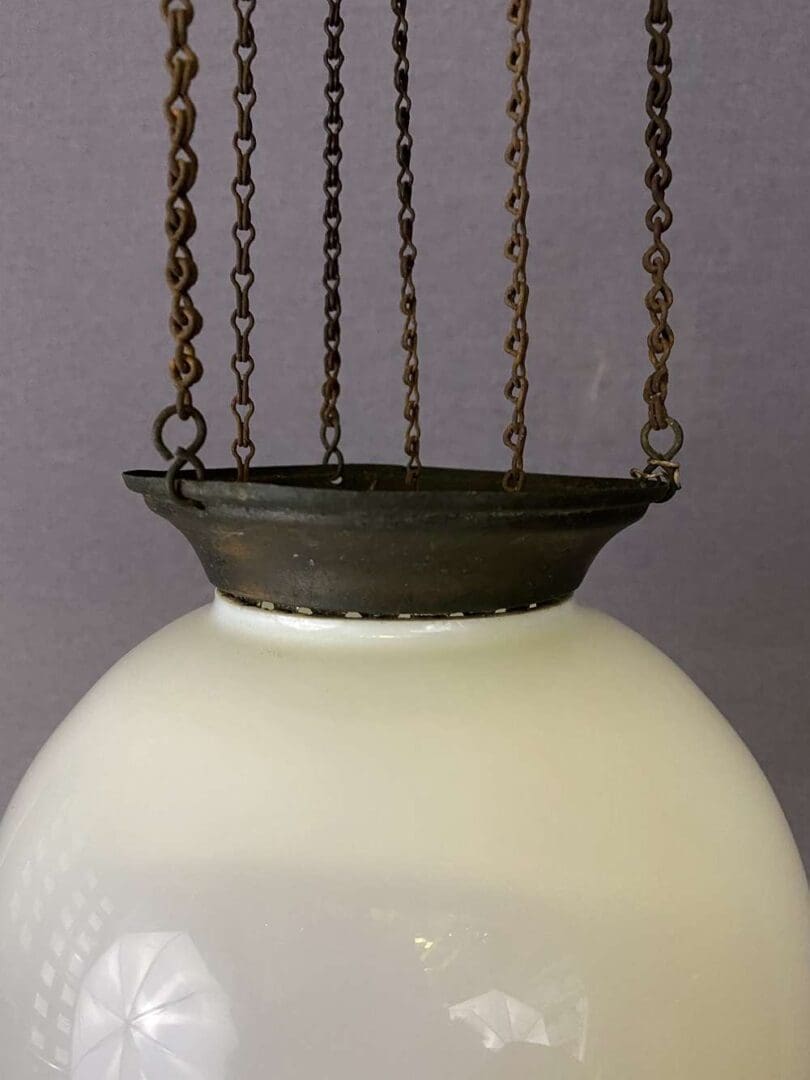 Antique Rise and Fall Opaline Globe Light - for Candle (91025)