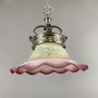 Antique Etched Vaseline Glass Pendant Light (23052)