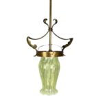 SOLD Large Vaseline Glass Tulip Pendant Light (22437)
