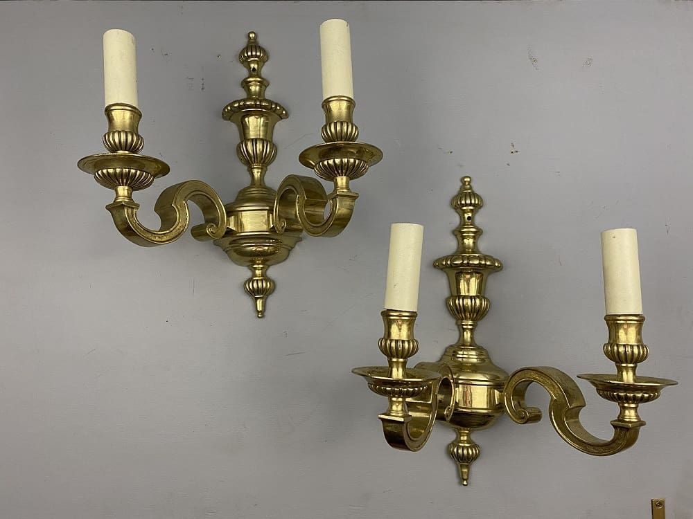 Antique Style Solid Brass Double Armed Wall Light (91057)
