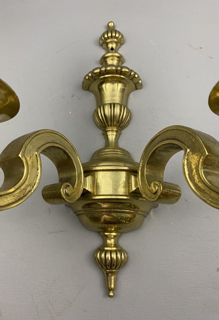Antique Style Solid Brass Double Armed Wall Light (91057)