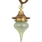 WITCHES HAT - Small Polished Copper Pendant Light with Vaseline Glass (32086)