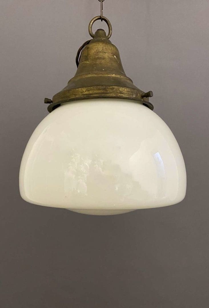 Art Deco School House Opaline Pendant Light (22017)