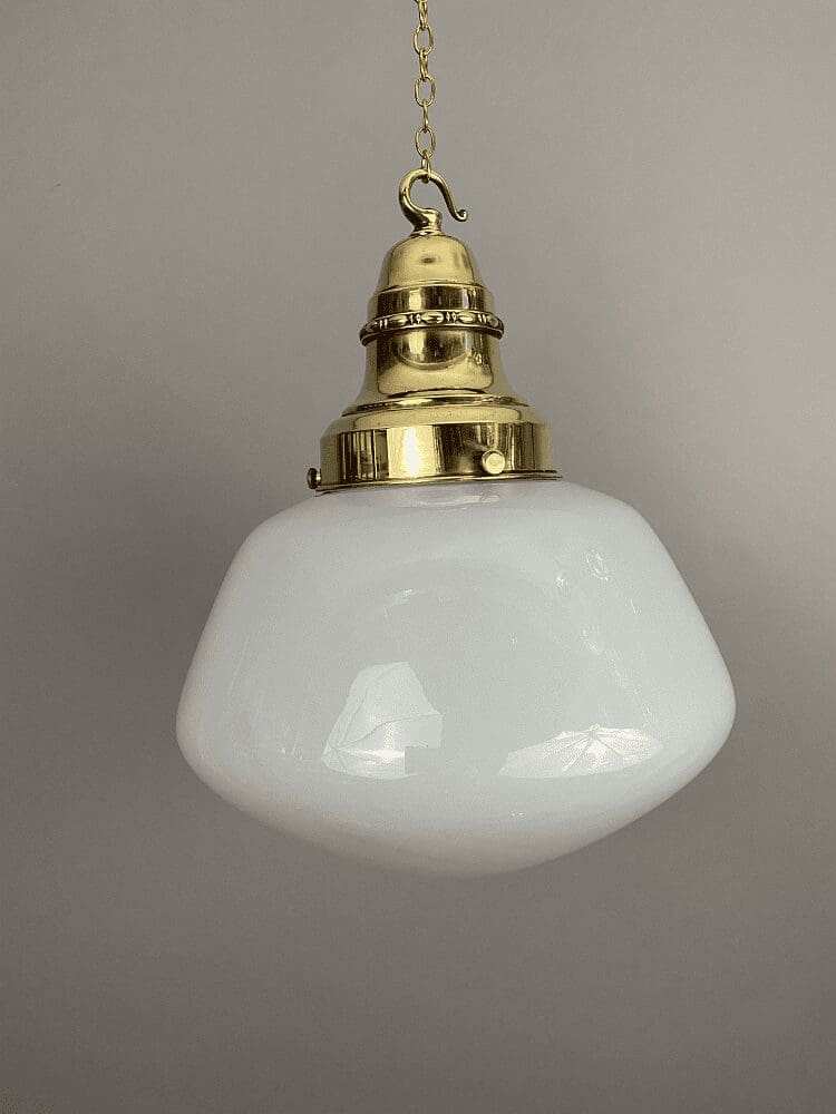'Charles' Art Deco White Glass School House Light (41035)
