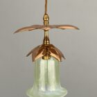 'The Copper Petal' Art Nouveau Light with Vaseline Glass Shade (41017)