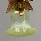 'The Copper Petal' Art Nouveau Light with Vaseline Glass Shade (41017)