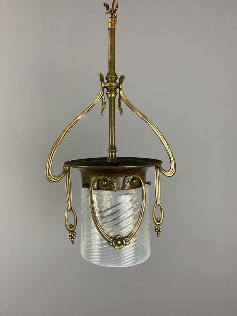 Art Nouveau Vaseline Glass Lantern (32162)