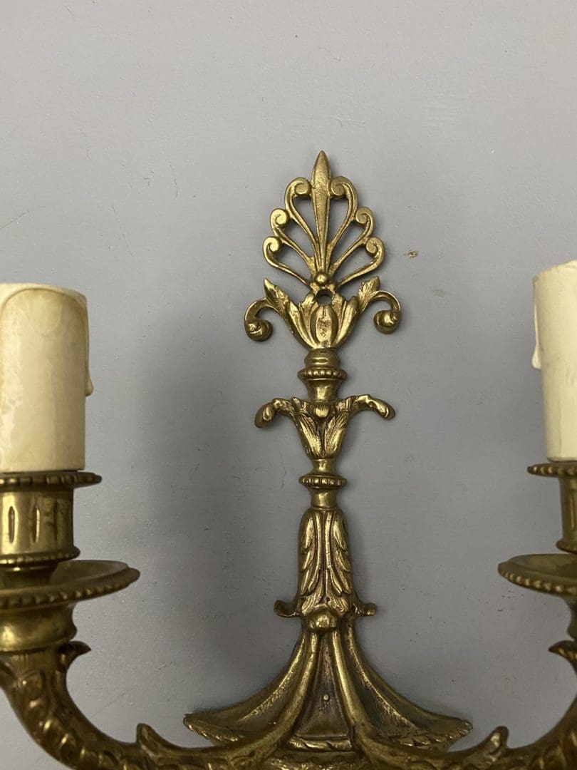 Pair of Solid Brass Double Armed Wall Lights (41038)
