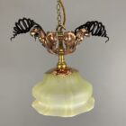 Art Nouveau Copper and Steel Spring Pendant Light (32161)