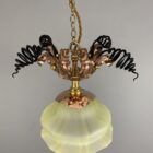 Art Nouveau Copper and Steel Spring Pendant Light (32161)