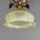 Art Nouveau Copper and Steel Spring Pendant Light (32161)