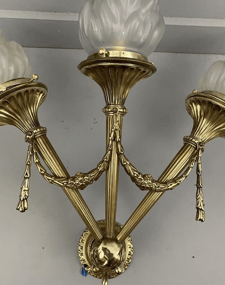 French Triple Torchere Brass Wall Light (41040)