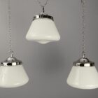 Small Art Deco White Glass Pendant Light (32167)