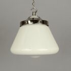 Small Art Deco White Glass Pendant Light (32167)