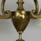 Art Nouveau GEC 4 Arm Chandelier with Vaseline Glass Shades (32174)